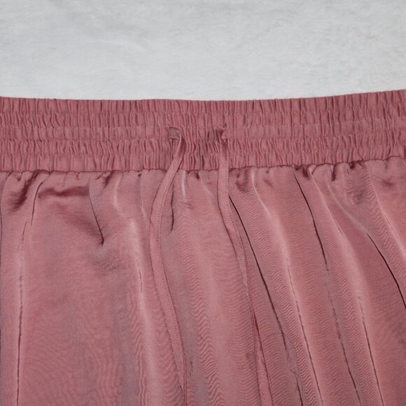 A New Day Pink Silk Midi Mid-length Skirt with Slit and High-waist Draw-string - Picture 3 of 4